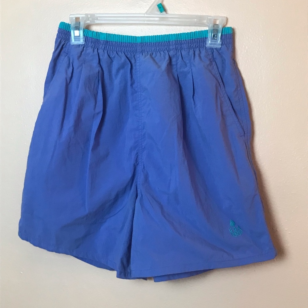 Purple and Teal Team USA Olympic Nylon Swim Trunks